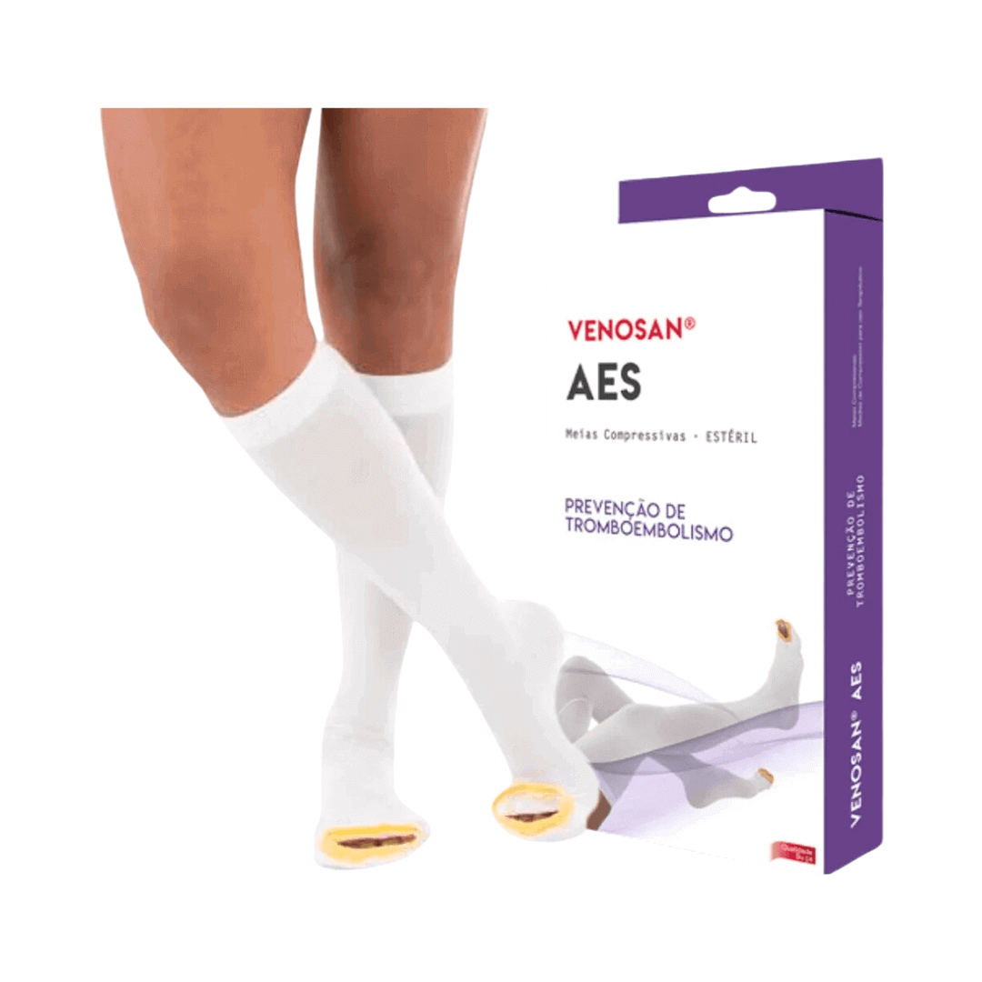 Meia AD Panturrilha AES Antiembolia 18mmHg Branca - Venosan - Dental Access