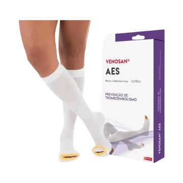 Meia AD Panturrilha AES Antiembolia 18mmHg Branca - Venosan - Dental Access