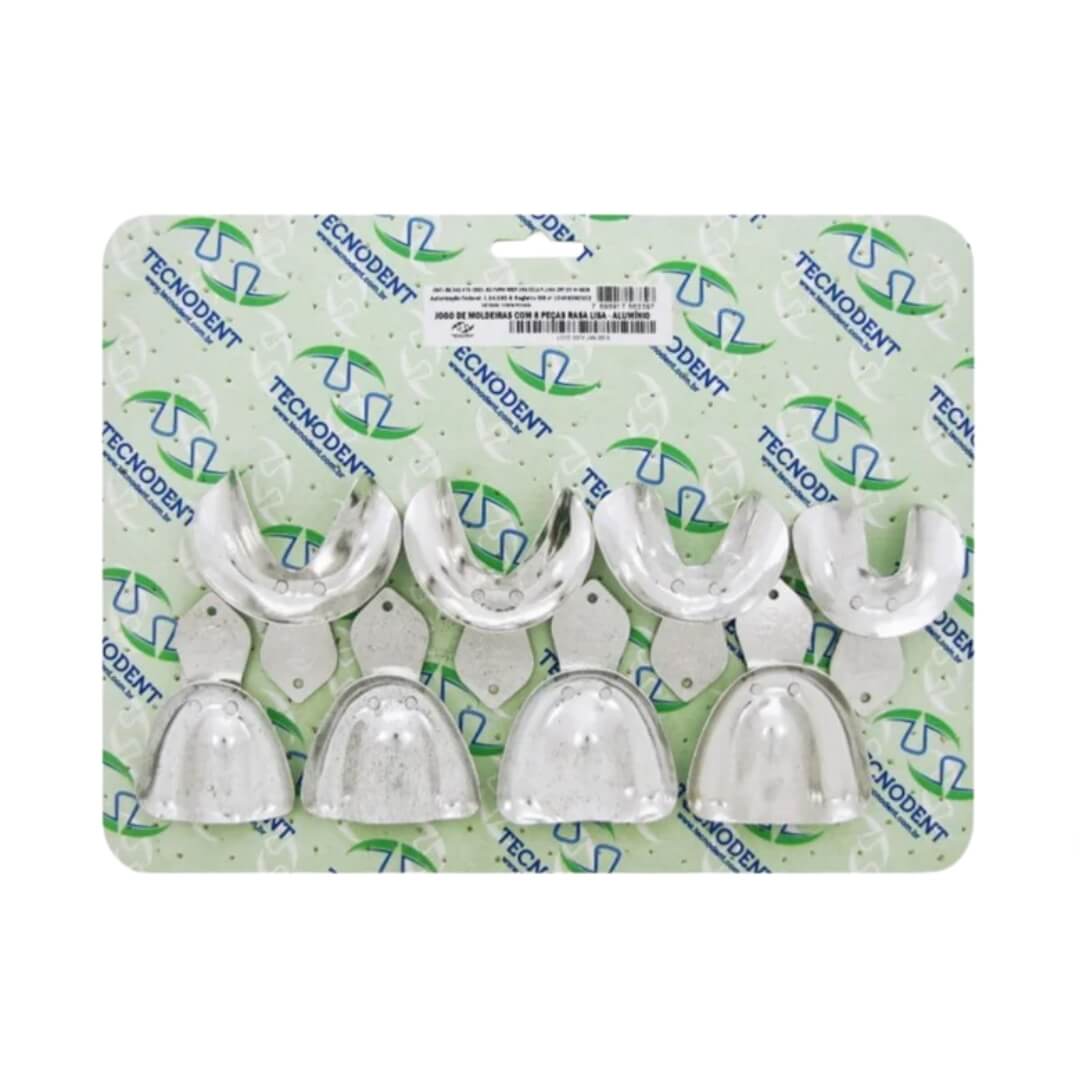 Moldeiras Adulto Perf. Rasa Desdentada Alum. 8Pç - Tecnodent