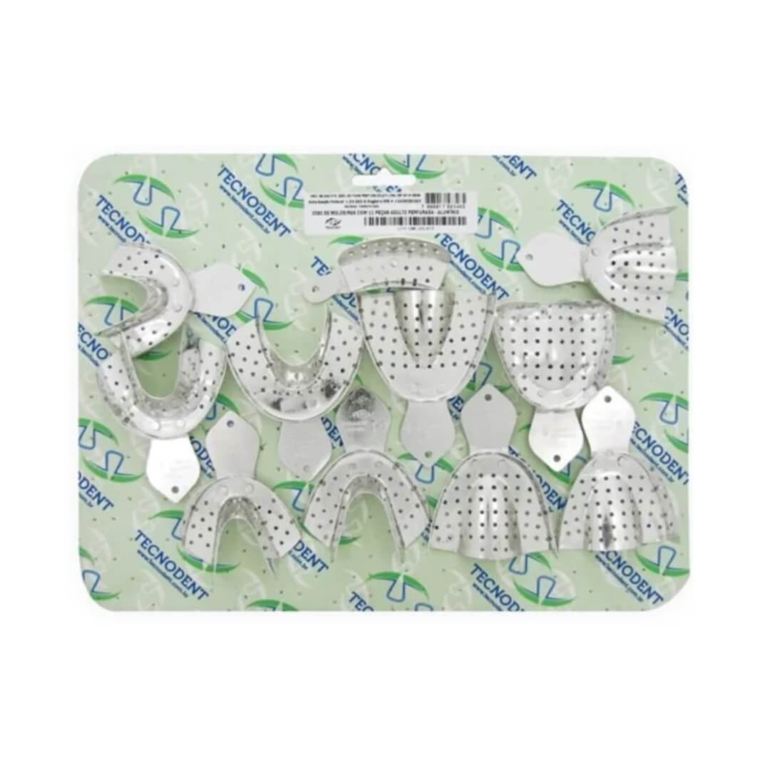 Moldeiras Adulto Perfurada Dentado Alumínio 11Pç - Tecnodent