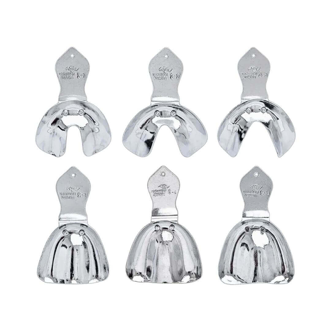 Moldeira Adulto desdentado Lisa Alumínio 6 Peças Tecnodent