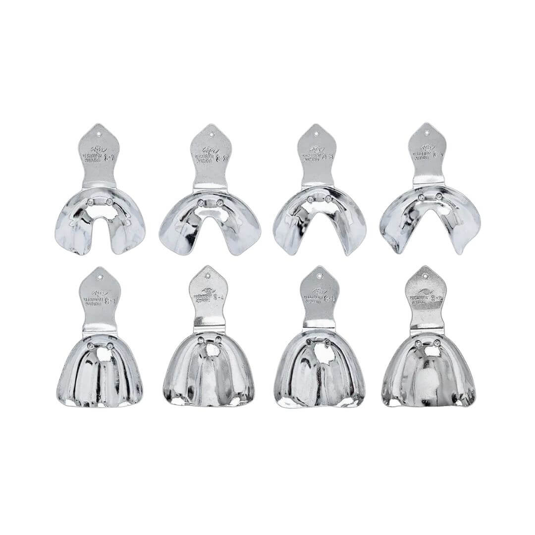 Moldeiras Adulto Desdentado Lisas Alumínio 8 Peças Tecnodent