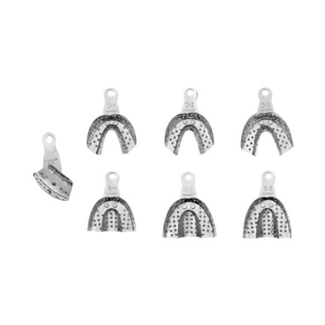 Cubetas de impresión pediátricas de aluminio perforado, 7 piezas - Tecnodent