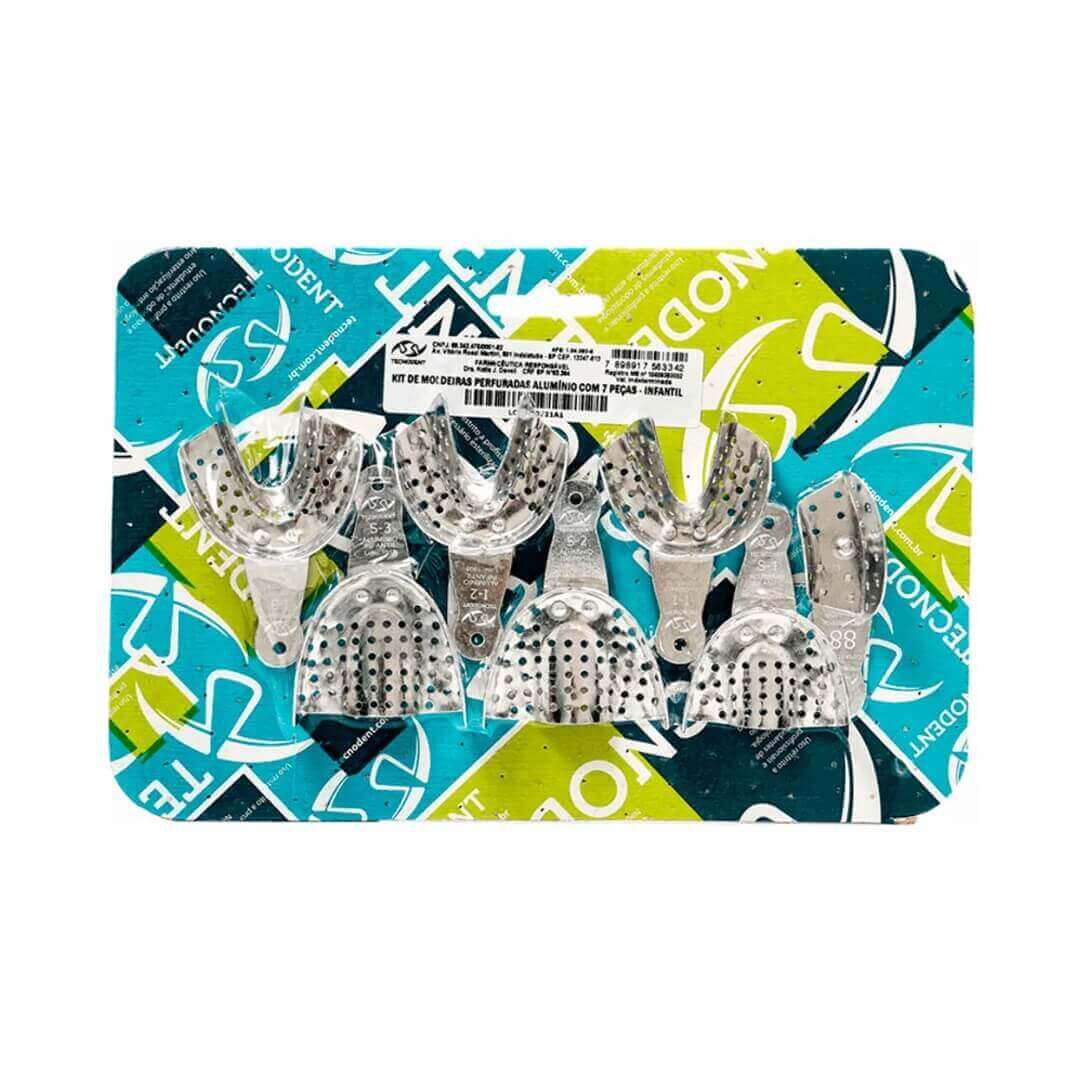 Cubetas de impresión pediátricas de aluminio perforado, 7 piezas - Tecnodent
