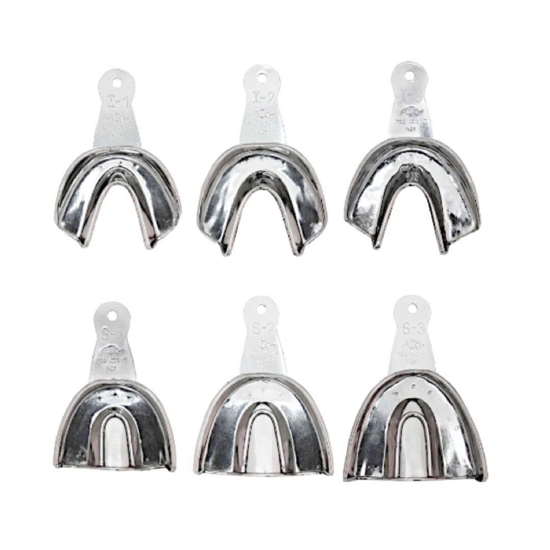 Cubetas de impresión lisas de acero inoxidable para niños (6 piezas) - Tecnodent