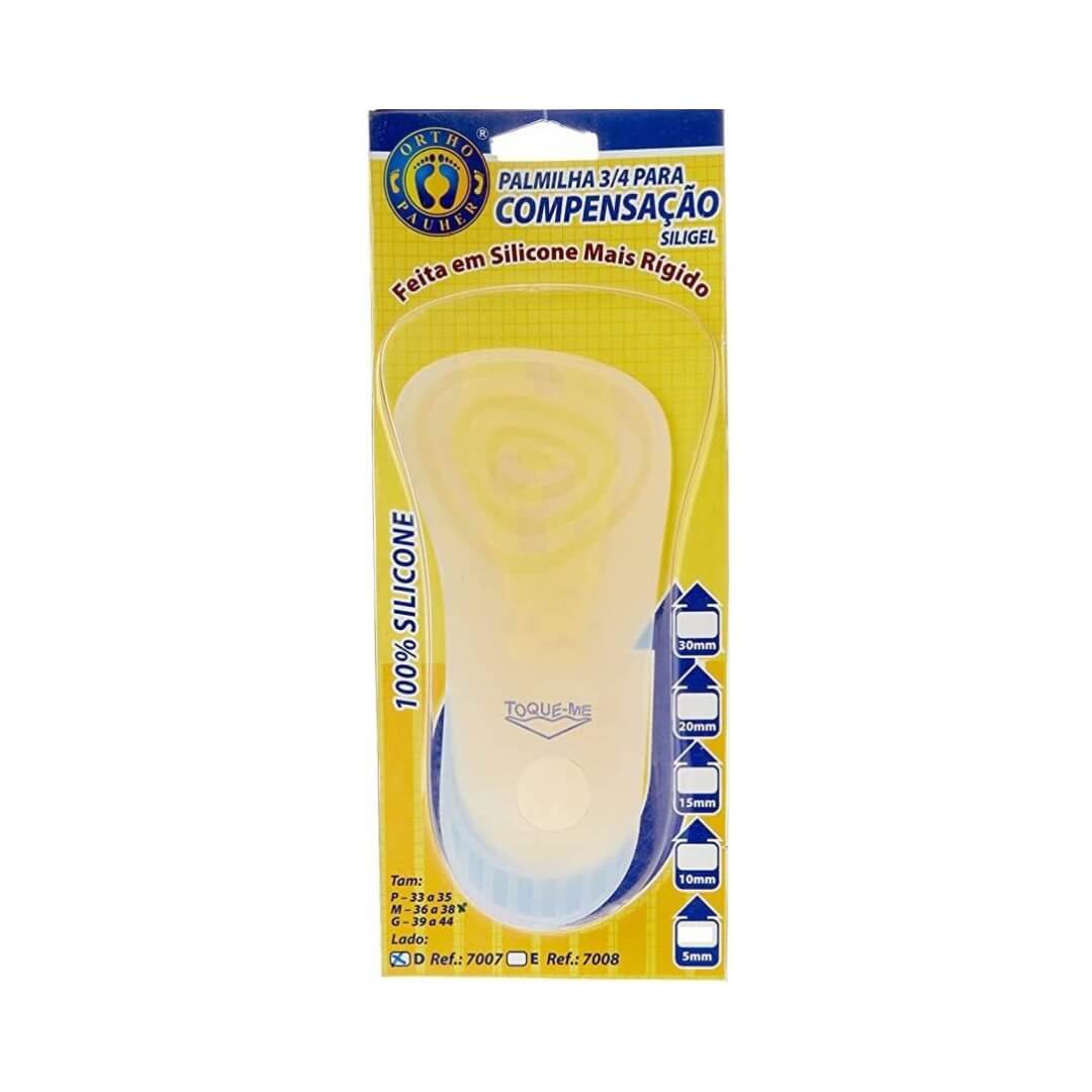 Palmilha 3/4 para Compensação Siligel Pé Direito 1cm - Ortho