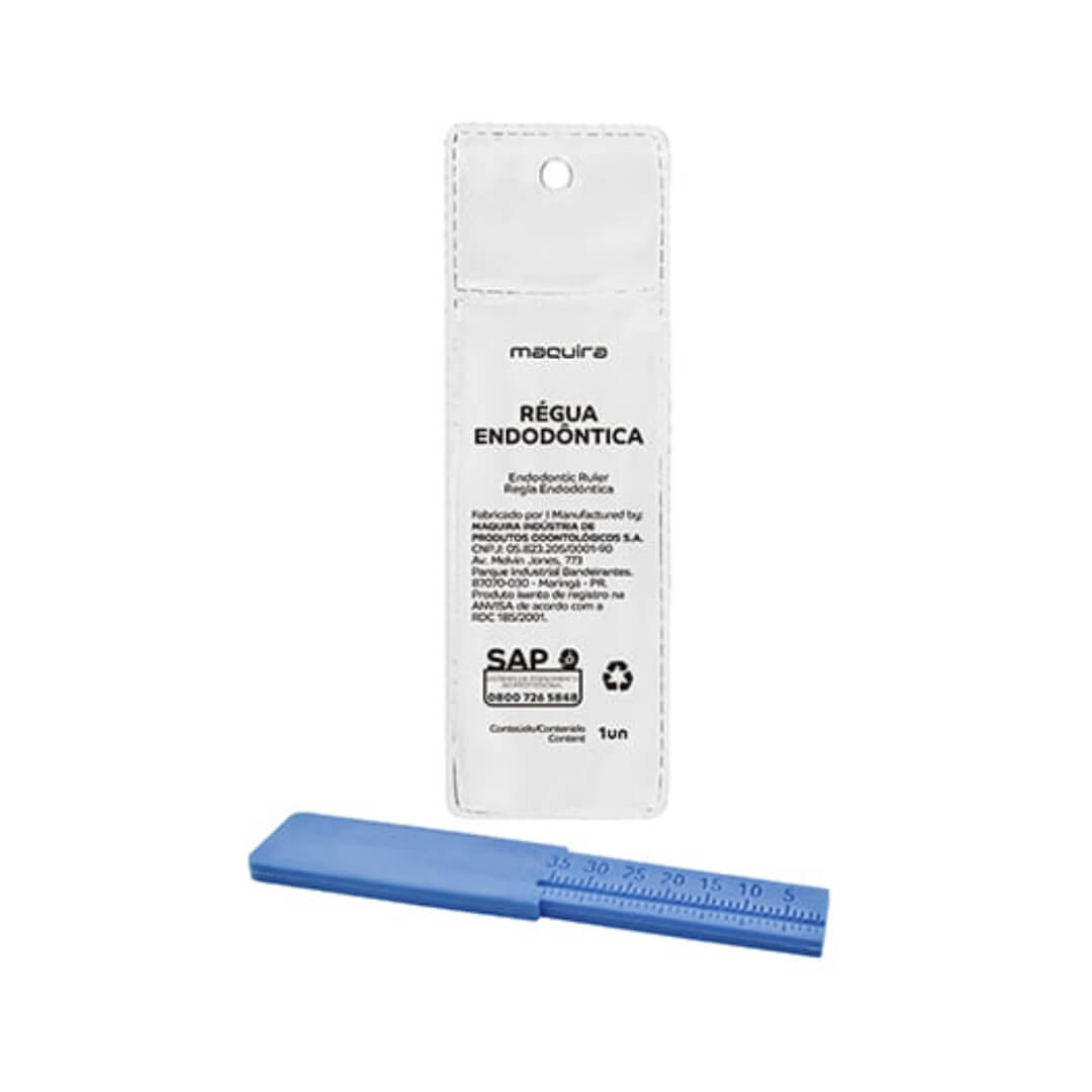 Régua Milimetrada Endodôntica Plástica Azul - Maquira - Dental Access