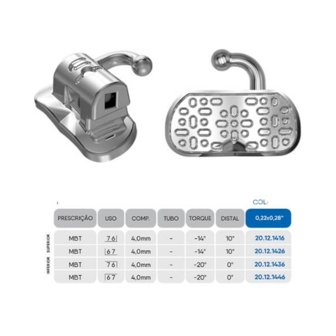 Tubo Simples p/ Colagem Advanced MBT 0,022'' - Orthometric - Dental Access