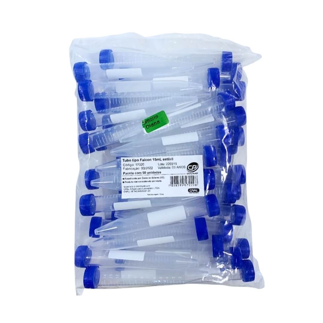 Tubo Tipo Falcon 15ml Estéril 50 UN - Cral