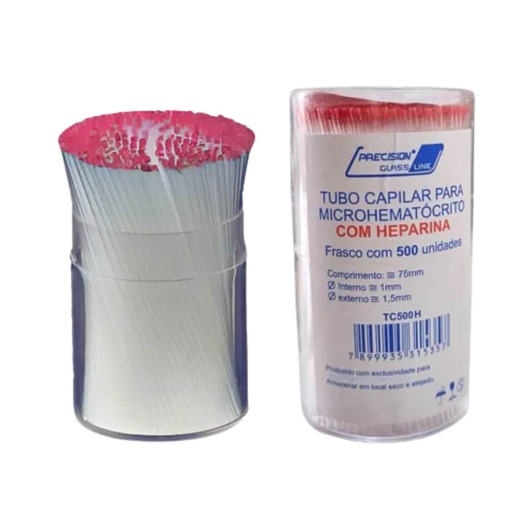 Tubo Capilar p/ Microhematócrito Frasco c/ 500un - Precision