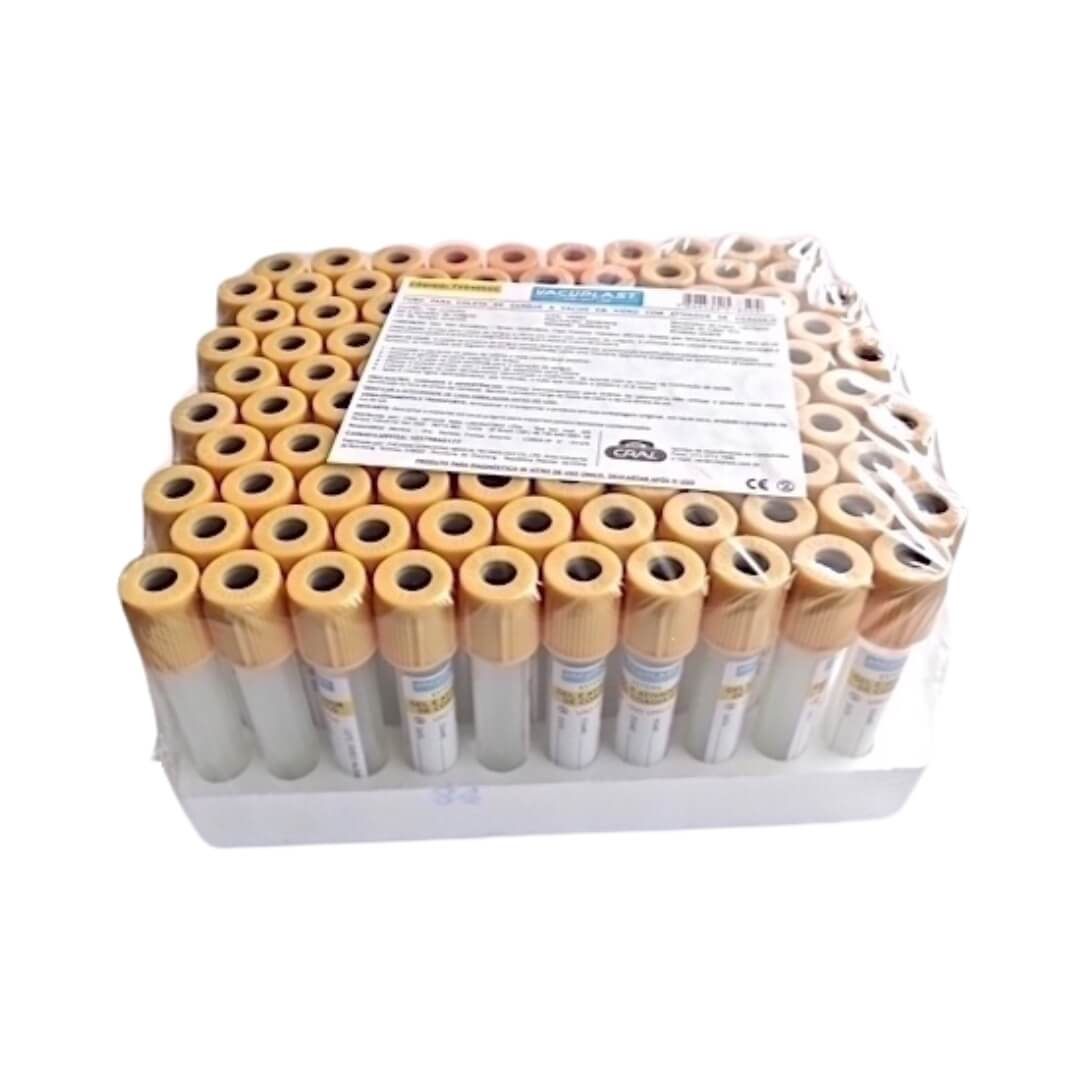 Tubo p/ Coleta de Sangue à Vácuo Tampa Amarela 100 UN - Cral