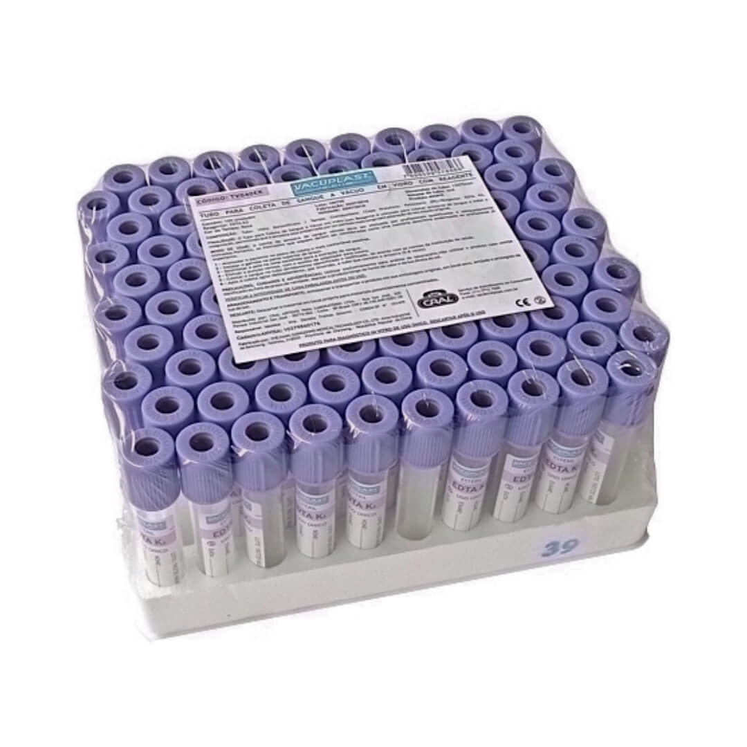 Tubo para Coleta de Sangue a Vácuo Tampa Roxa 100 UN - Cral