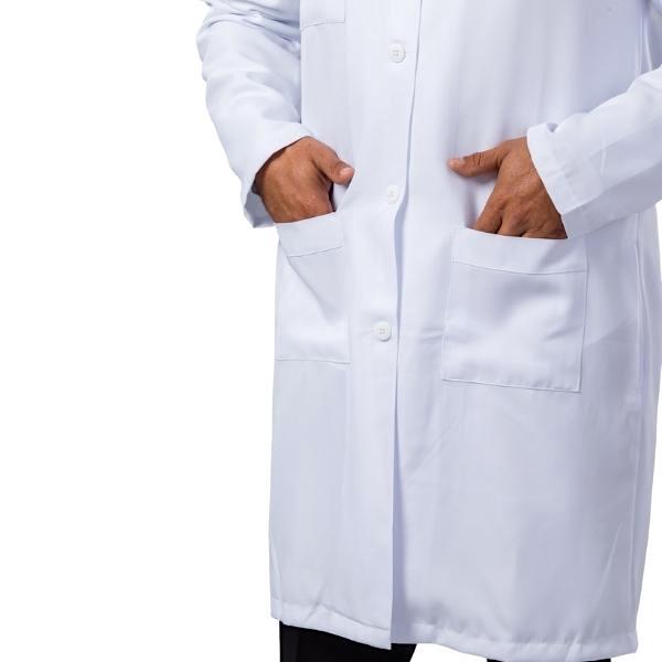 Jaleco Masculino Branco Manga Longa com Martigale - Namastê - Dental Access