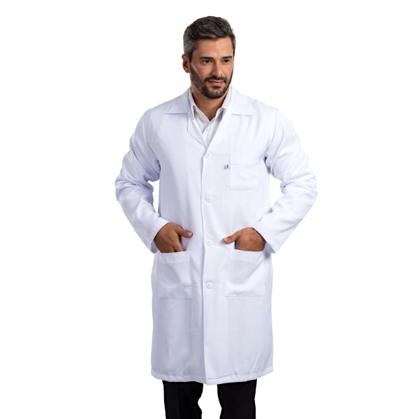 Jaleco Masculino Branco Manga Longa com Martigale - Namastê - Dental Access