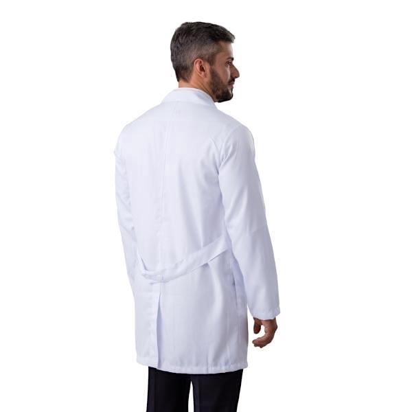 Jaleco Masculino Gabardine Branco Manga Longa Botão Embutido - Namastê - Dental Access