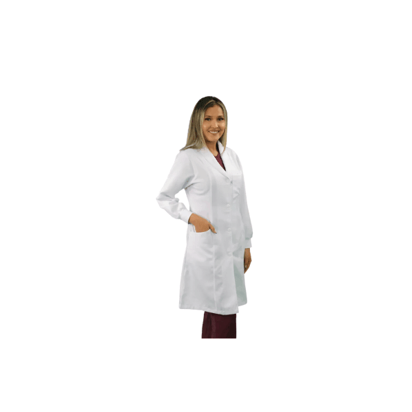Jaleco Feminino Gabardine Manga Longa Gola Xale com Punho - Namastê - Dental Access
