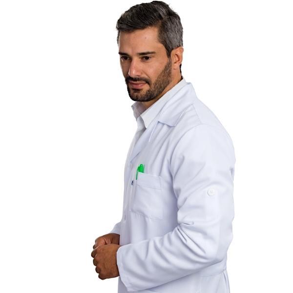 Jaleco Masculino Branco Manga Longa com Martigale - Namastê - Dental Access