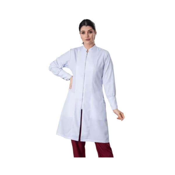 Jaleco Feminino Gabardine Manga Longa Gola Padre com Zíper - Namastê - Dental Access