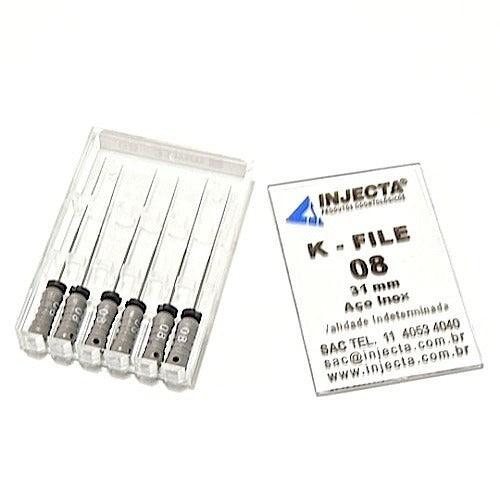 Limas K-file 08 31mm Caixa Com 6 Unidades - Injecta - Dental Access