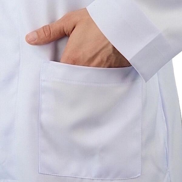 Jaleco Masculino Gabardine Branco Manga Longa Botão Embutido - Namastê - Dental Access