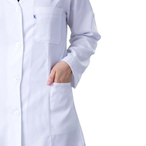 Jaleco Feminino Gabardine Branco Manga Longa Martigale 2 Tiras - Namastê - Dental Access