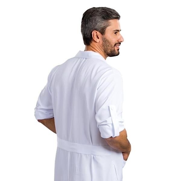 Jaleco Masculino Branco Manga Longa com Martigale - Namastê - Dental Access