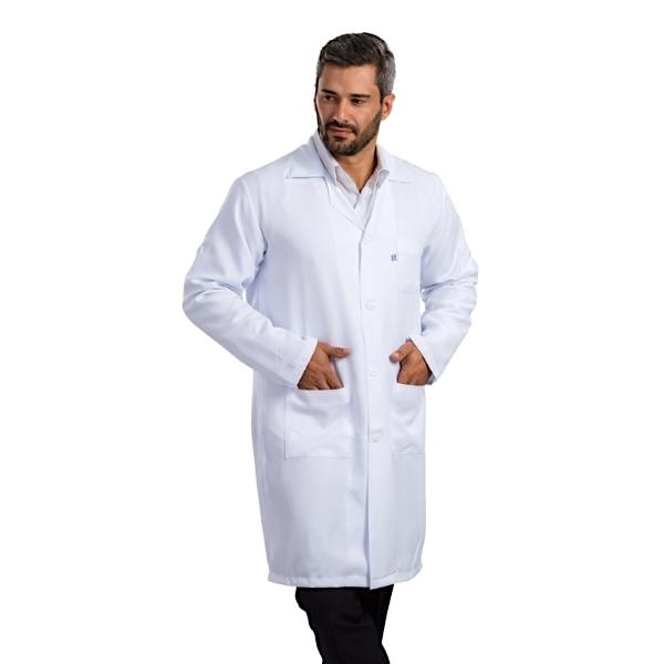 Jaleco Masculino Branco Manga Longa com Martigale - Namastê - Dental Access