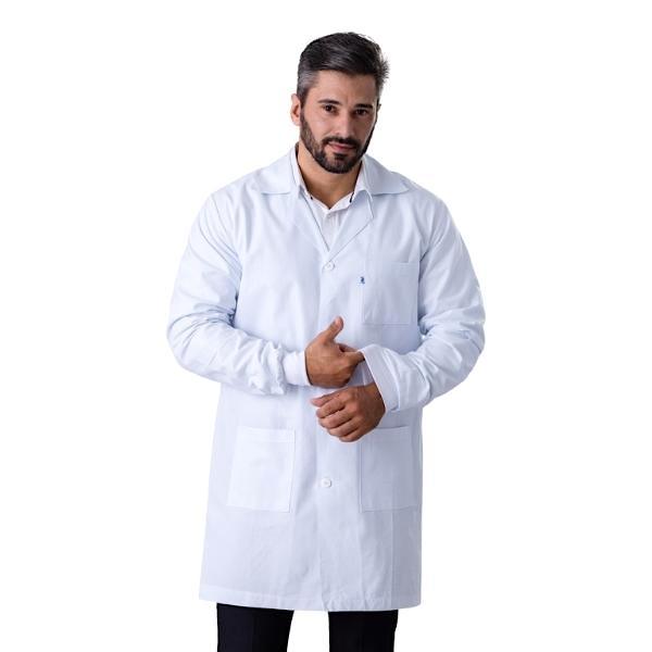 Jaleco Unissex Algodão Branco Manga Longa Básico c/ Punho - Namastê - Dental Access