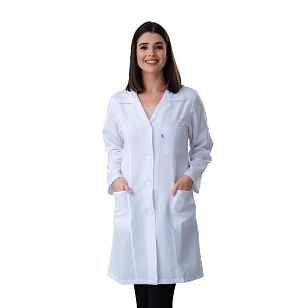 Jaleco Feminino Oxford Branco Manga Longa Básico - Namastê - Dental Access