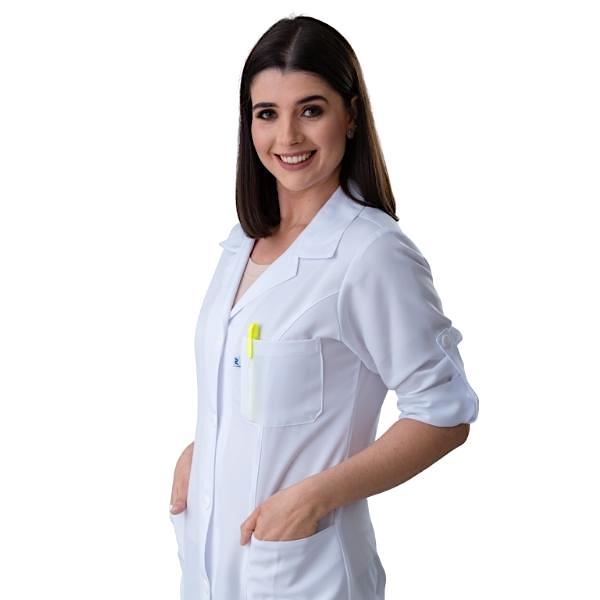 Jaleco Feminino Oxford Branco Manga Longa Básico - Namastê - Dental Access