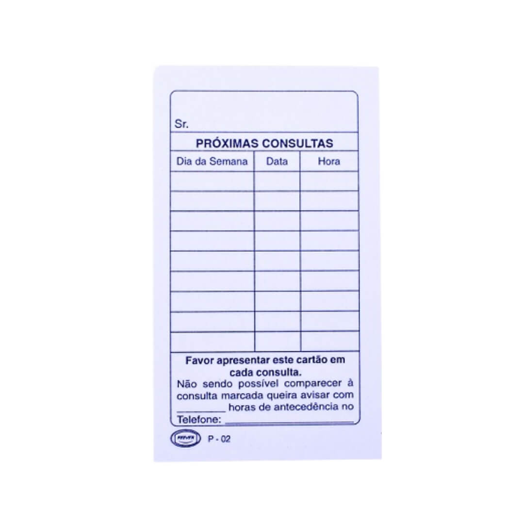 Cartão Horário com 100 (P-02) - Preven - Dental Access