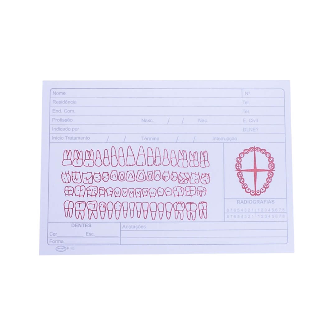 Ficha Clínica Simples com 100un (P-03) - Preven - Dental Access