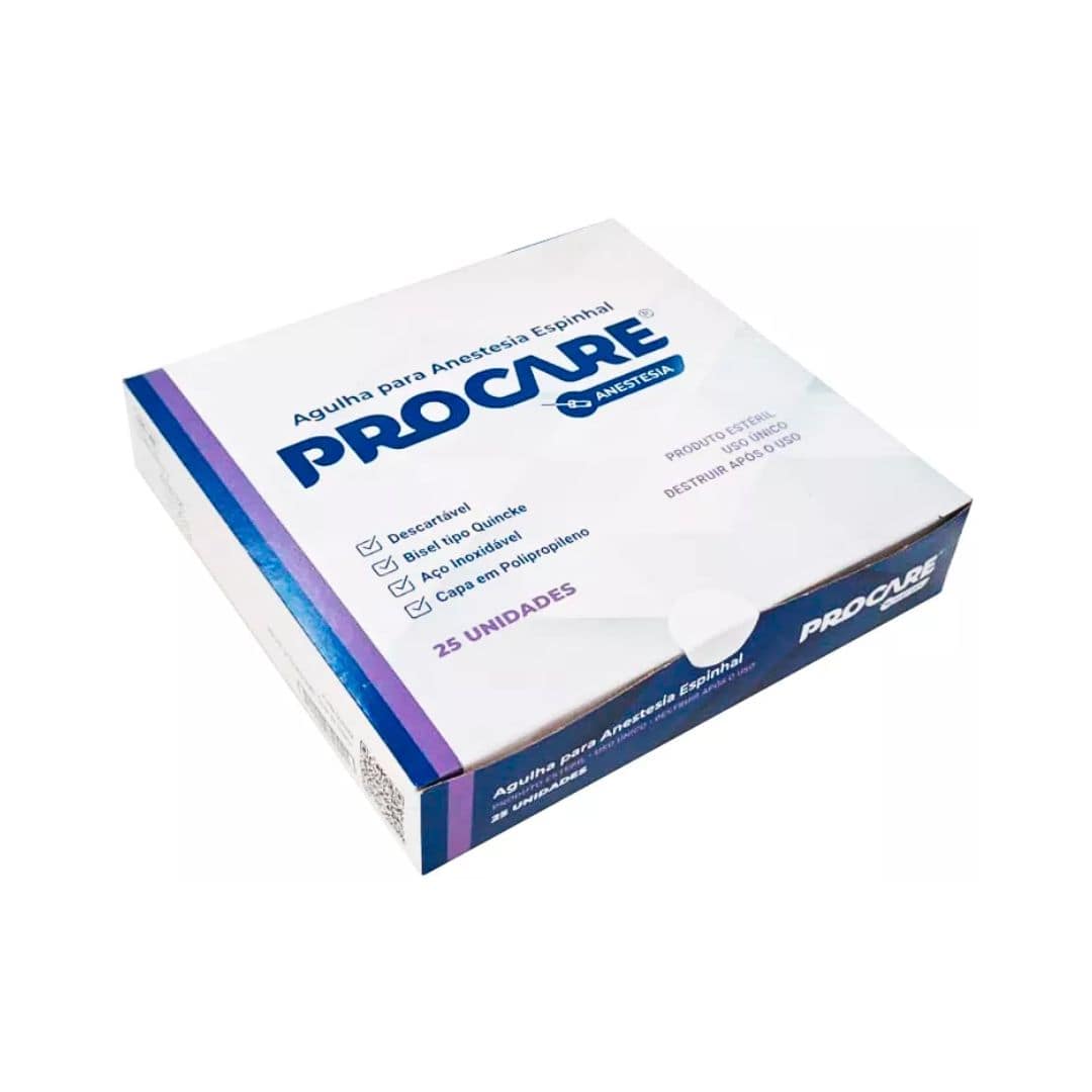 Agulha Anestésica Raquidiana Espinhal CX 25Un - Procare - Dental Access